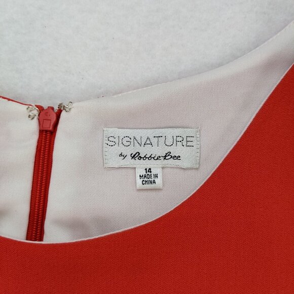Signature by Robbie Bee Women's Dress Size 14 Orange Sheath - Picture 5 of 15